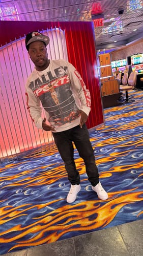 Customer photo review of Vale Forever Jesus Hardy L/S Tee White