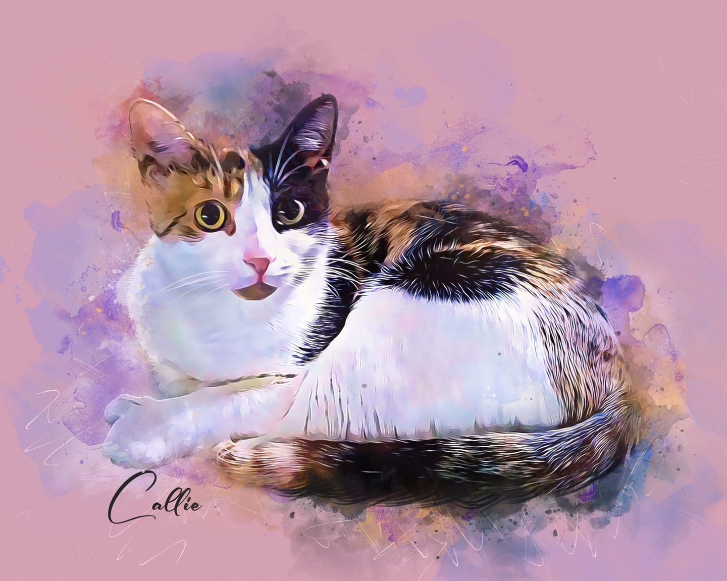Customer photo review of Custom Neon Watercolor Pet Portrait – Aesthetic Neon Style (AN)
