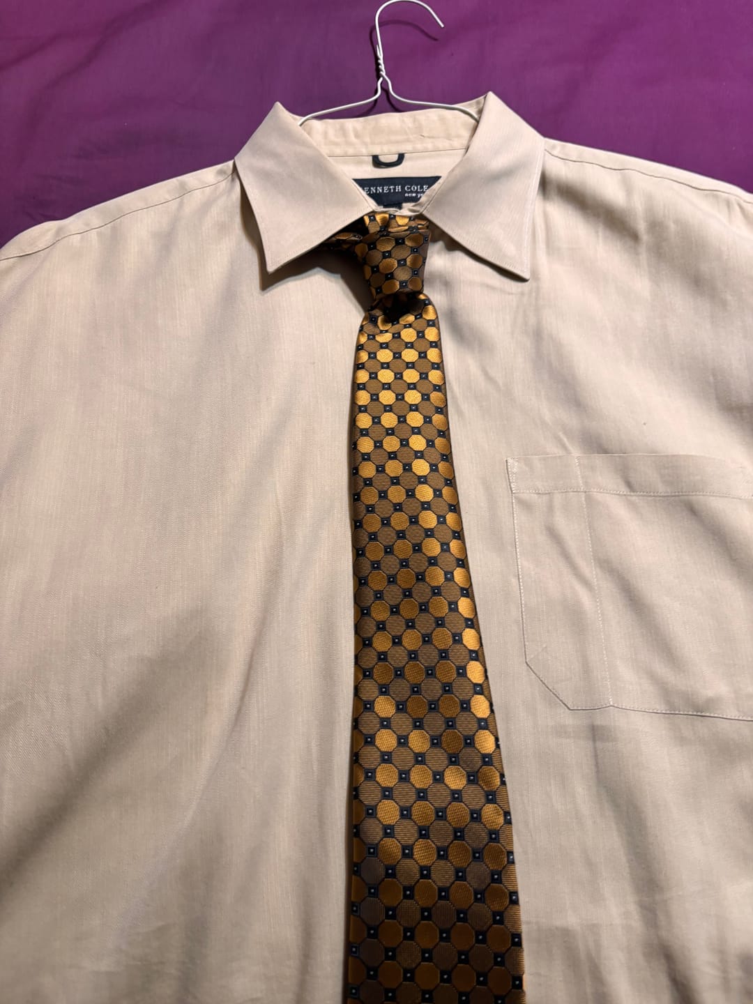 Customer photo review of Golden Plaid Silk Tie, Pocket Square and Cufflinks