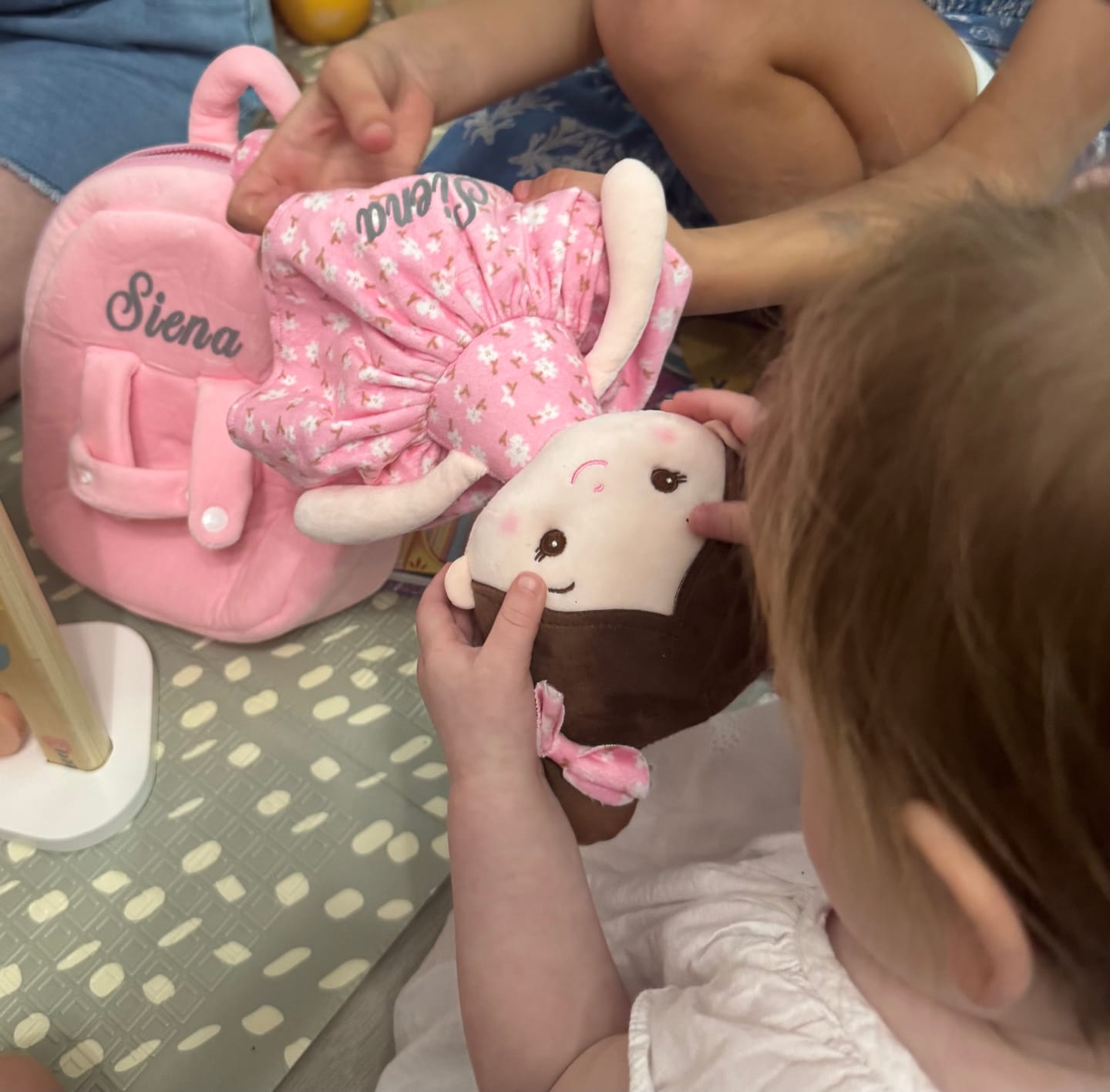 Customer photo review of Personalized Flora Belle Doll Backpack - Pink