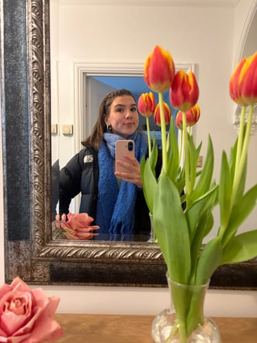 Customer photo review of Sophie Turquoise Gold Chunky Earrings