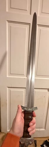 Customer photo review of Damascus Viking Sword - Sharp