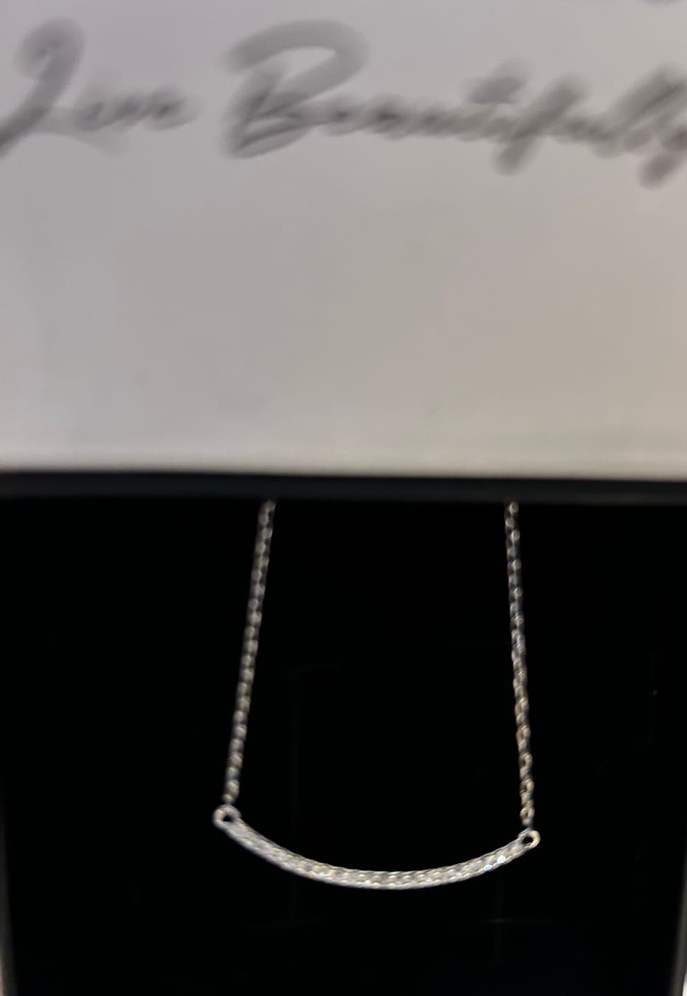 Customer photo review of Tiana 18k White Gold Plated Linear Pendant Necklace with Swarovski Crystals