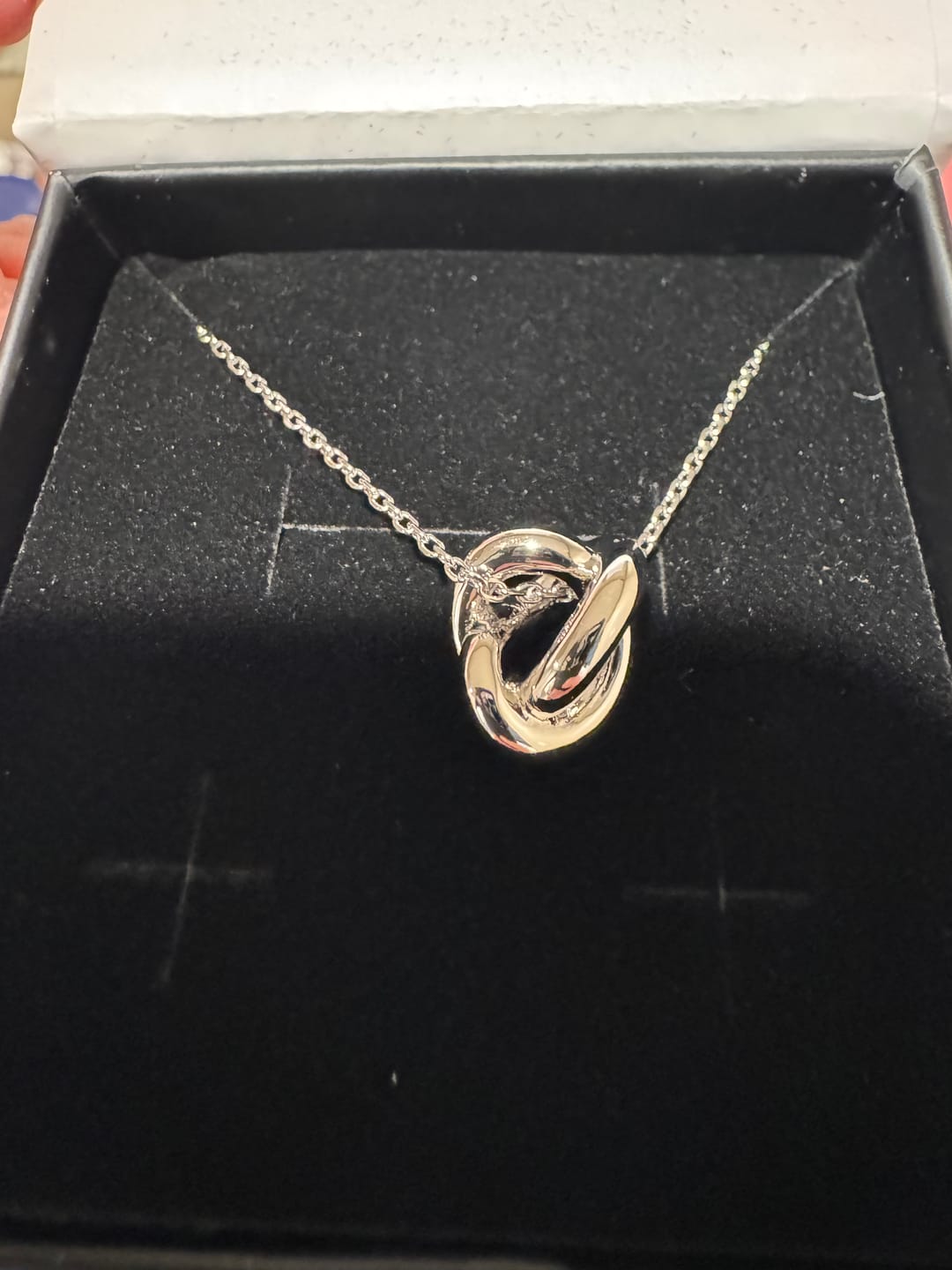 Customer photo review of Ashley 18k White Gold Plated Knot Pendant Necklace