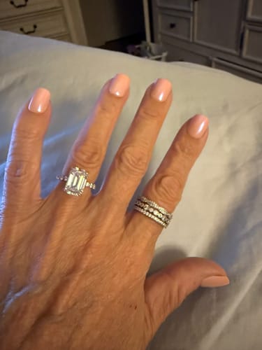 Customer photo review of Louily Desirable Emerald Cut Engagement Ring