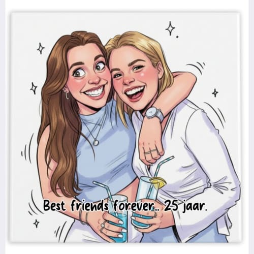 Customer photo review of Jouw Foto in Karikatuur Stijl - Gepersonaliseerde Tegel