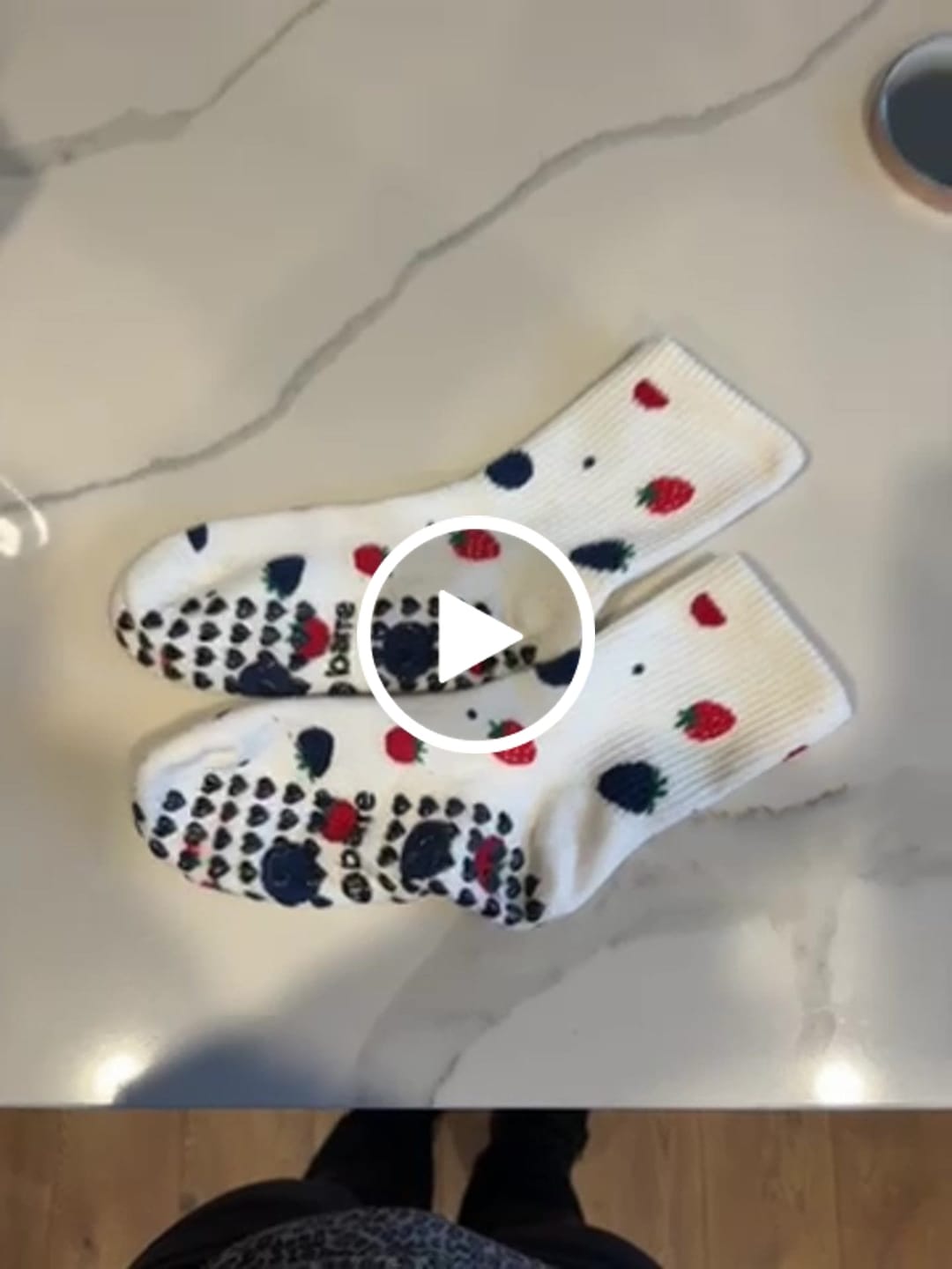 Customer video review of Berries & Cream Grip Socks