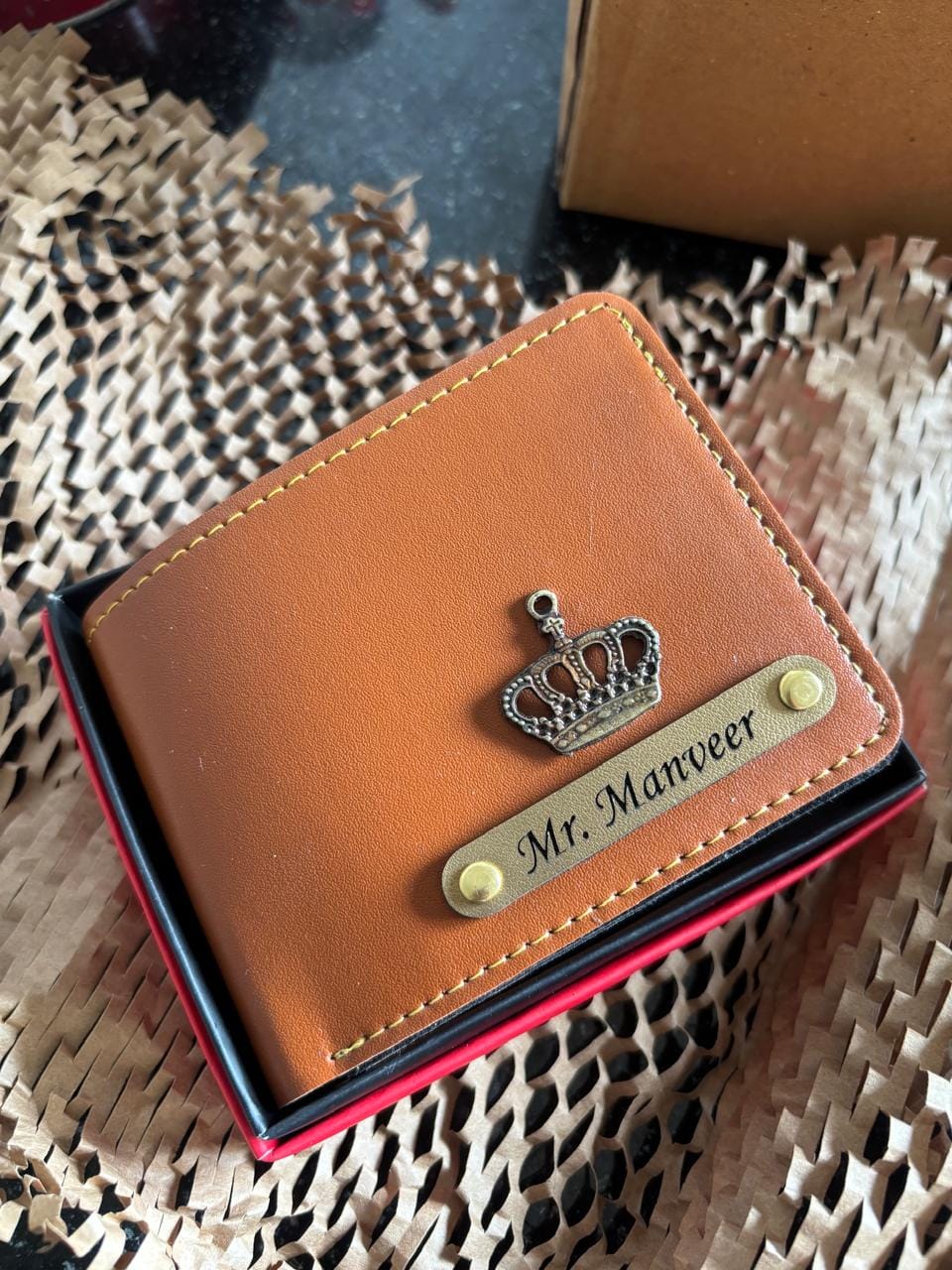 Customer photo review of Personalized Men's Wallet With Name & Charm