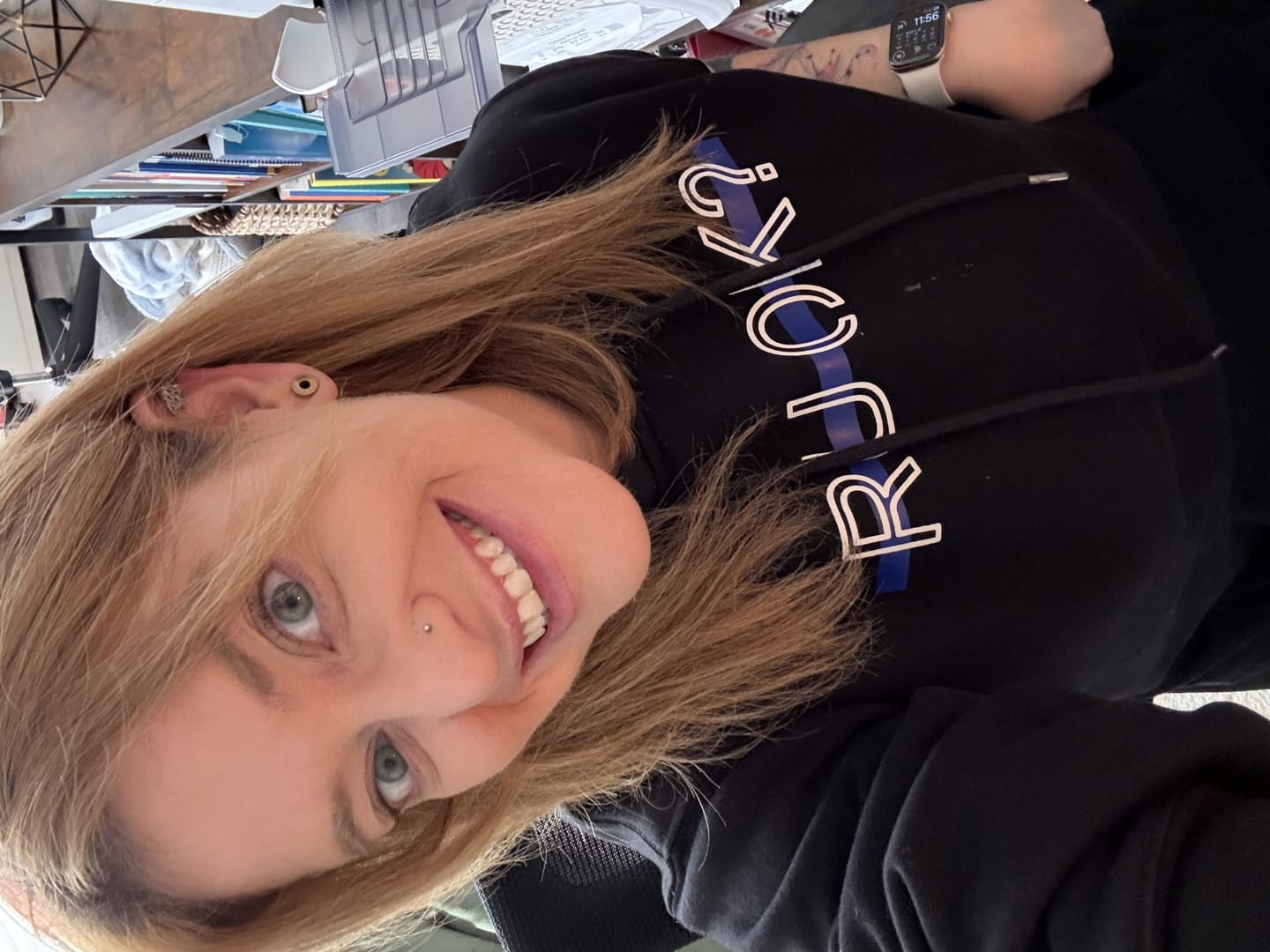 Customer photo review of Stigma-Breaking Hoodie- Blue Line