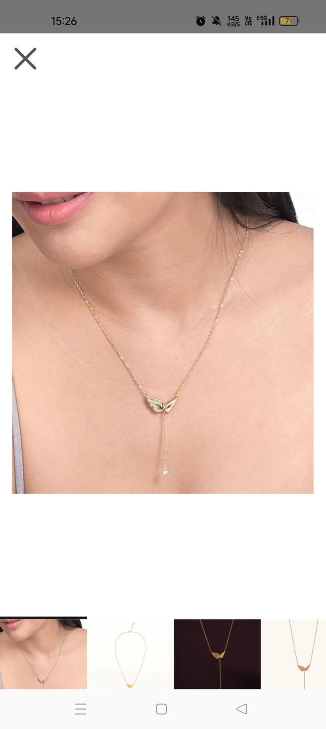 Customer photo review of Angel Wing Dangling Diamond Necklace