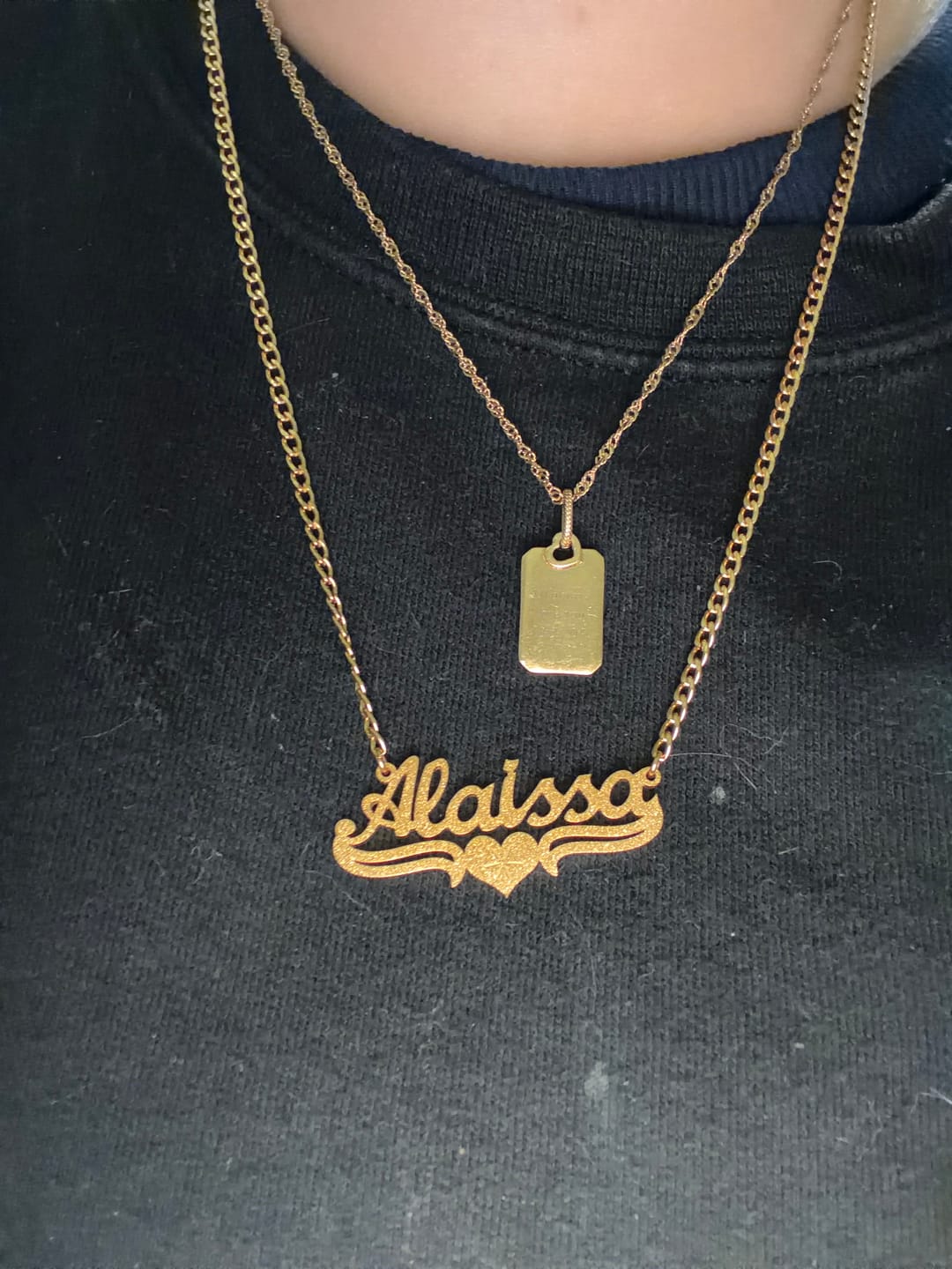 Customer photo review of Diamond Cut Love Heart Name Necklace