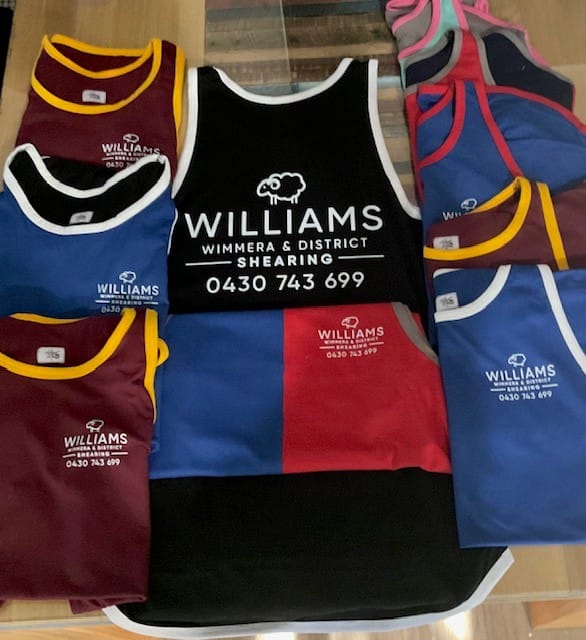 Customer photo review of Maroon with Gold Trim Shearing Singlet