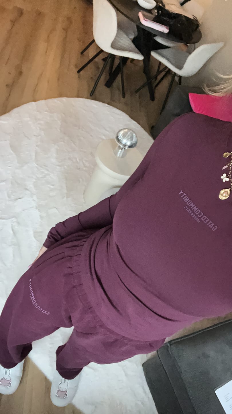 Customer photo review of BASICS LONGSLEEVE TOP DARK PLUM
