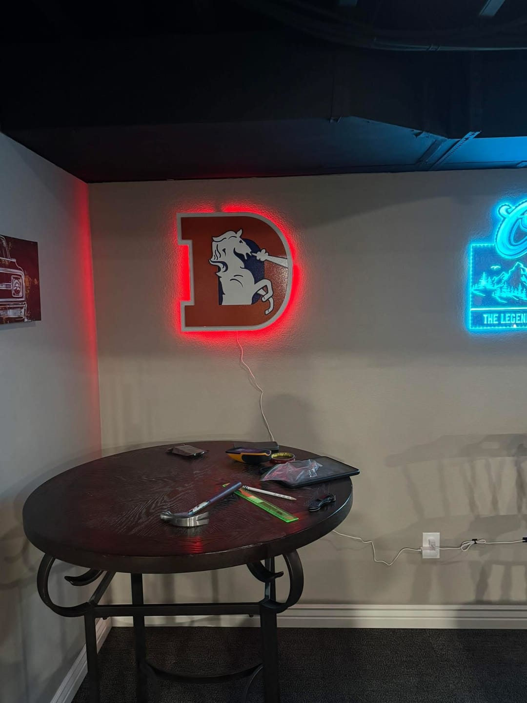 Customer photo review of Denver Broncos Retro 1993-96  "D"  3D Vintage Metal Wall Art