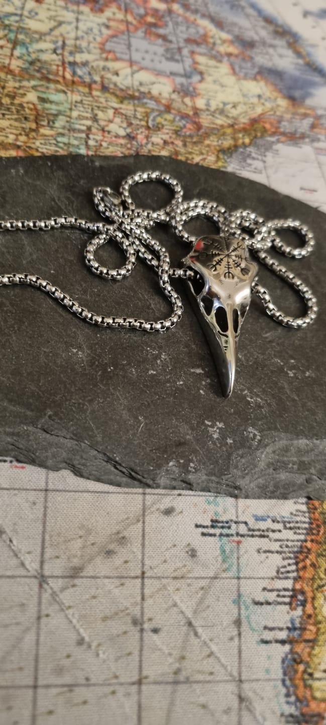 Customer photo review of Raven Skull Necklace