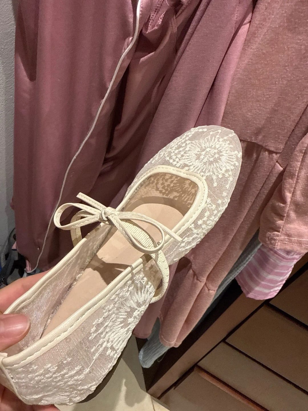 Customer photo review of Joan Mesh Ballet Flats