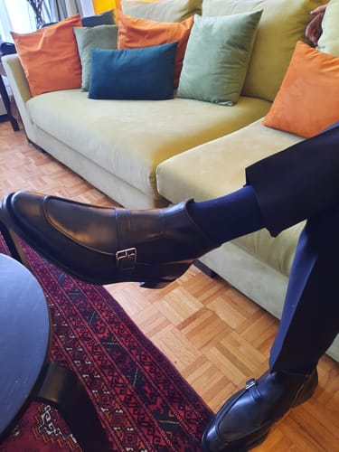 Customer photo review of HM Men's Monk Boot Black Cowhide 527897
