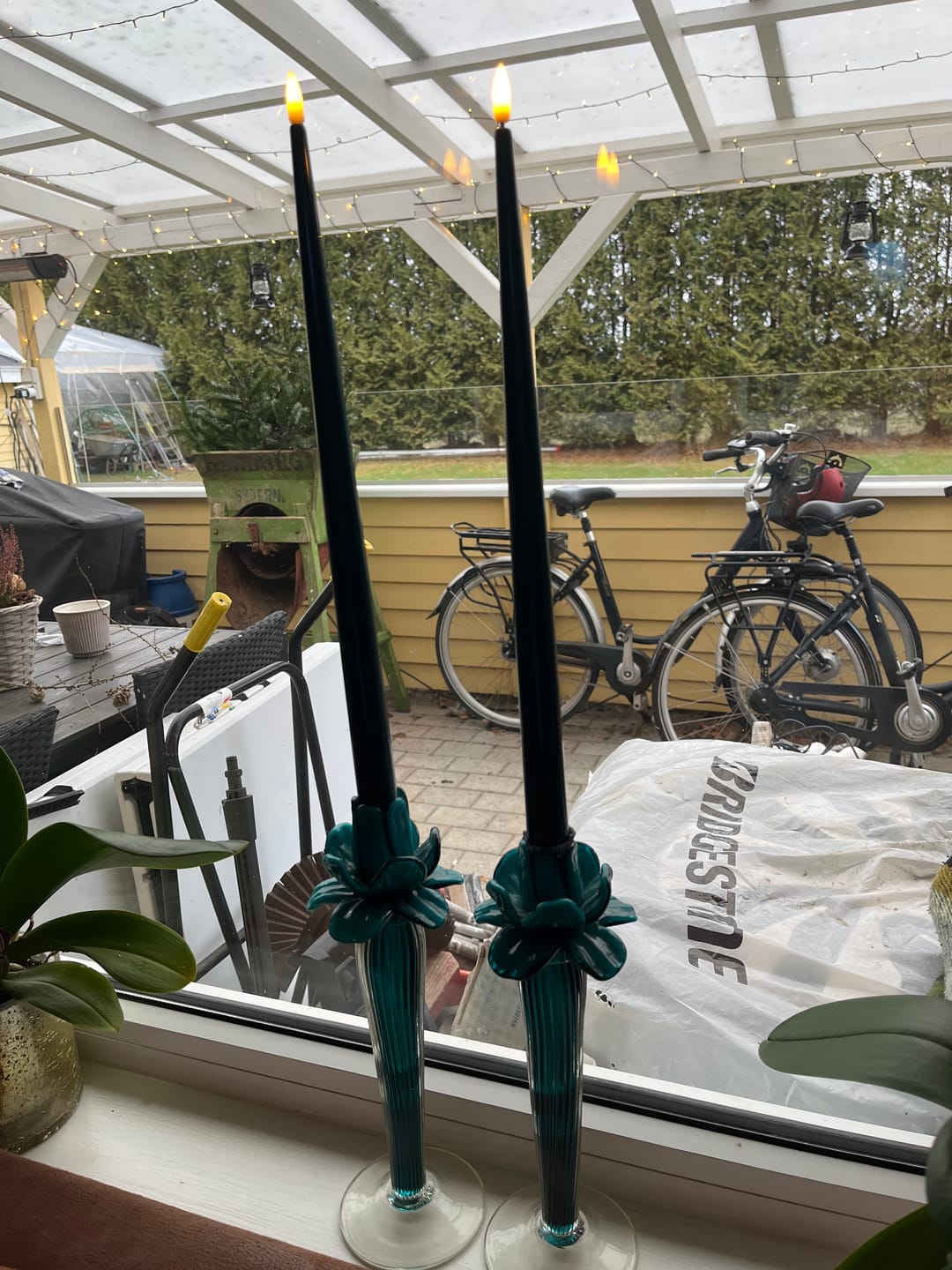 Customer photo review of LED Kertelys med Lak, 2 stk (38 cm) Petroleum