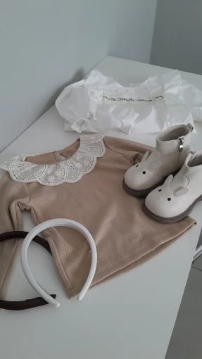 Customer photo review of Embroidered Flower Lotus Collar Top