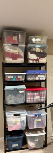 Customer photo review of Reibii 5-Tier Storage Shelving Units, 2020 lbs Adjustable Steel Garage Shelving Racks for Bedroom Kitchen Closet