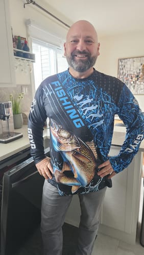 Customer photo review of Maxcorners Walleyes Fishing Fisherman Jerseys Blue Camo Personalized Name And Team Name Long Sweat Shirt