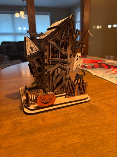 Customer photo review of Halloween house scene lamp laser cut svg file