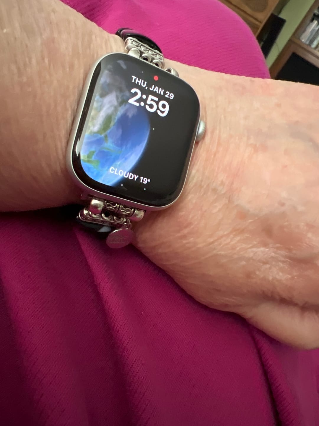 Customer photo review of Bohemian Noir Stretch Apple Watch Strap