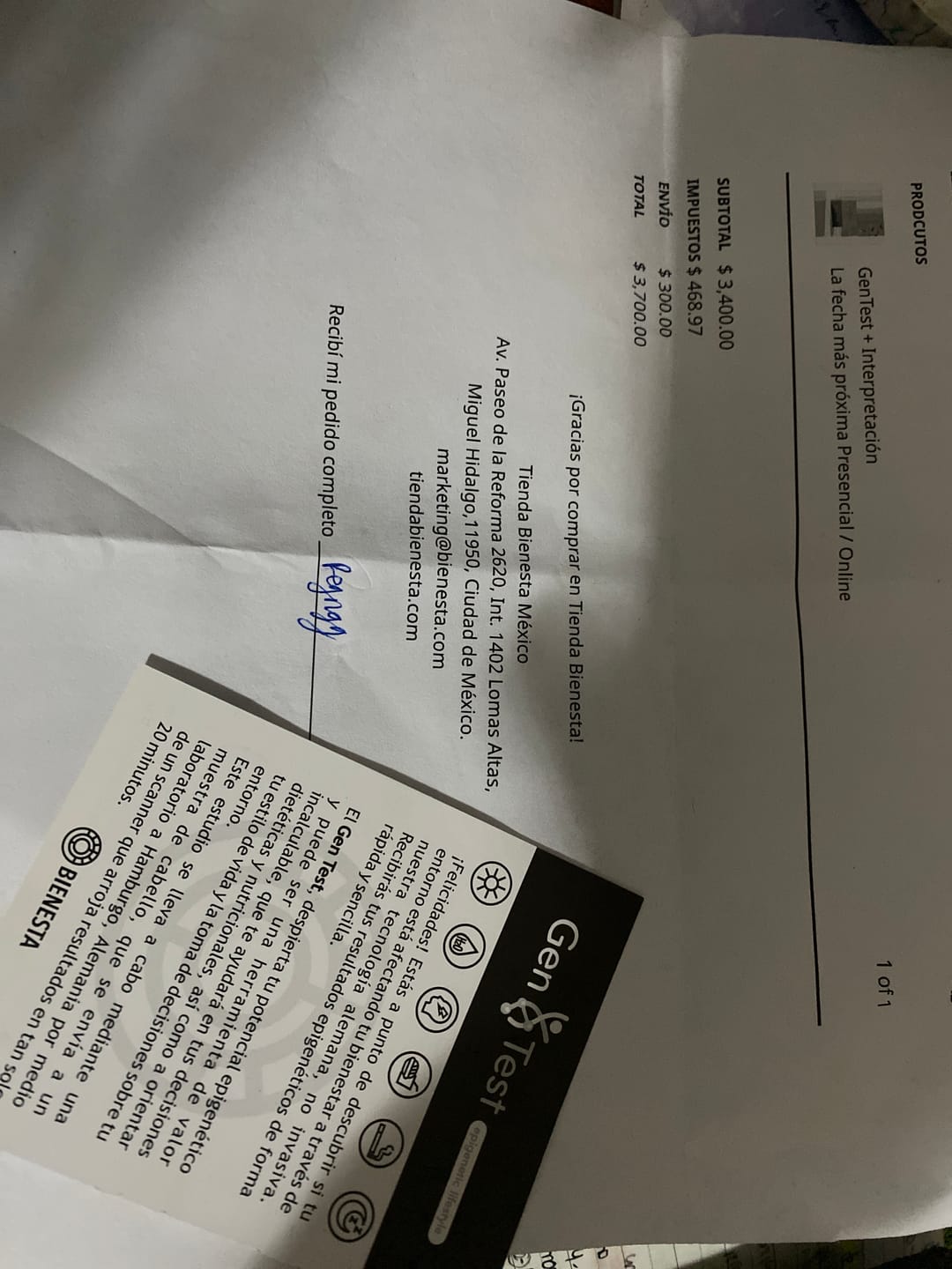 Customer photo review of GenTest +  Interpretación