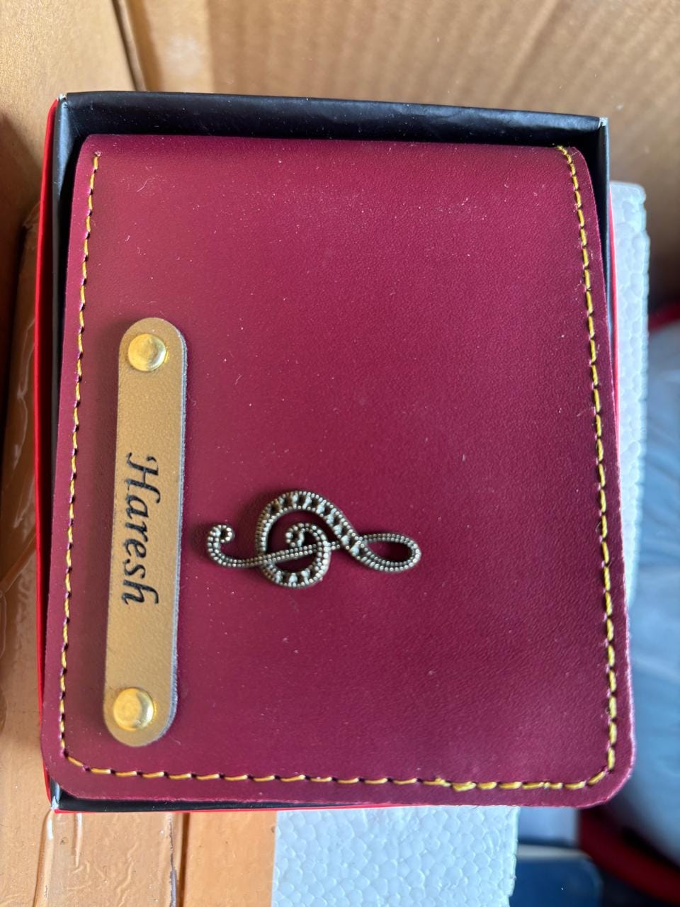 Customer photo review of Personalized Men's Wallet With Name & Charm