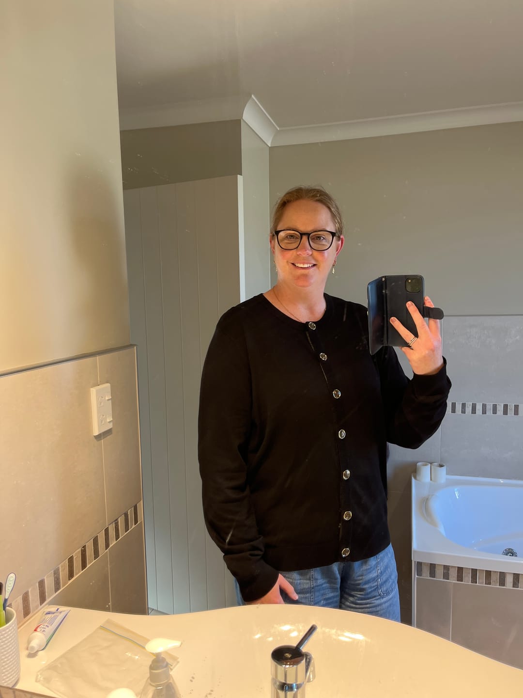 Customer photo review of Ainslee  Women's Cardigan - Black