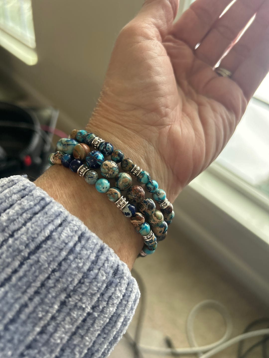 Customer photo review of Imperial Jasper Stretch Apple Watch Strap