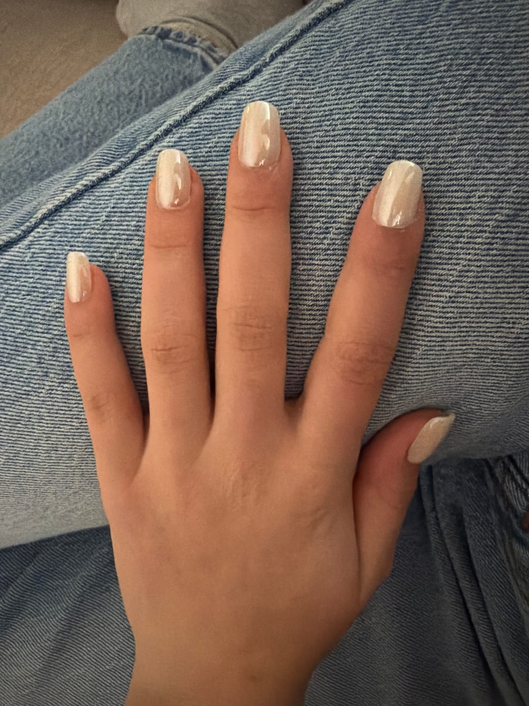 Customer photo review of FAUX ONGLES IVOIRES GLACÉS CARRÉS COURTS