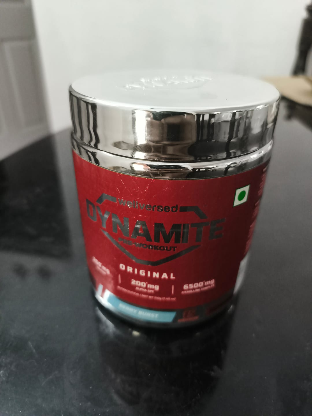 Customer photo review of Dynamite Pre-Workout (210g, 15 Servings) | Berry Burst