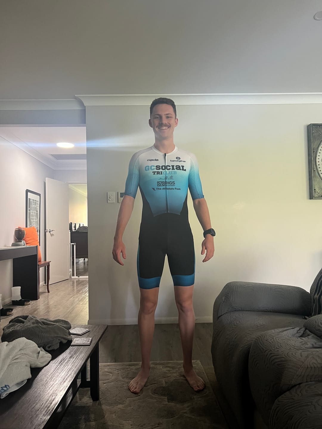 Customer photo review of Mens Gold Coast Social Elements Pockets Tri Suit