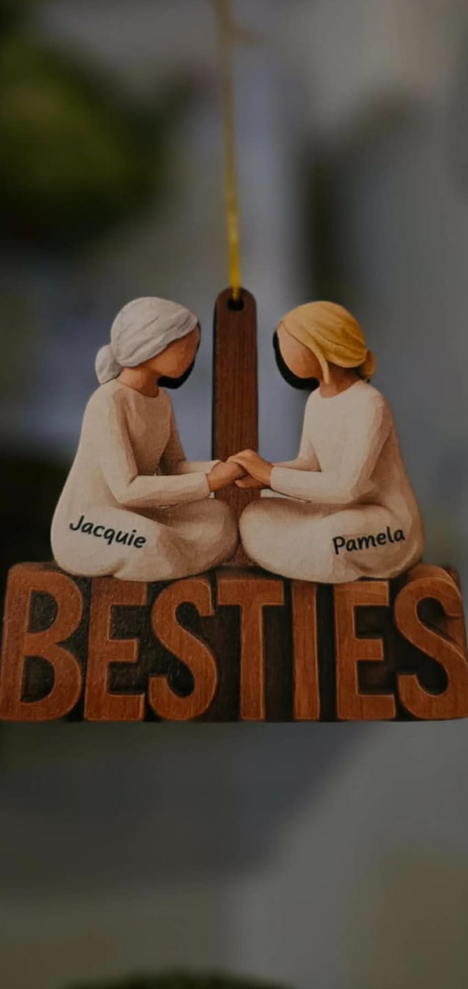 Customer photo review of Besties Forever Together - Personalized Wooden Ornament - Gift For Best Friends