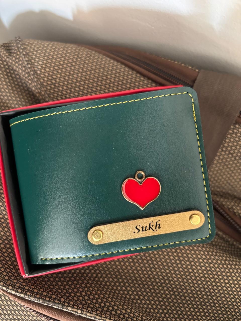 Customer photo review of Personalized Men's Wallet With Name & Charm