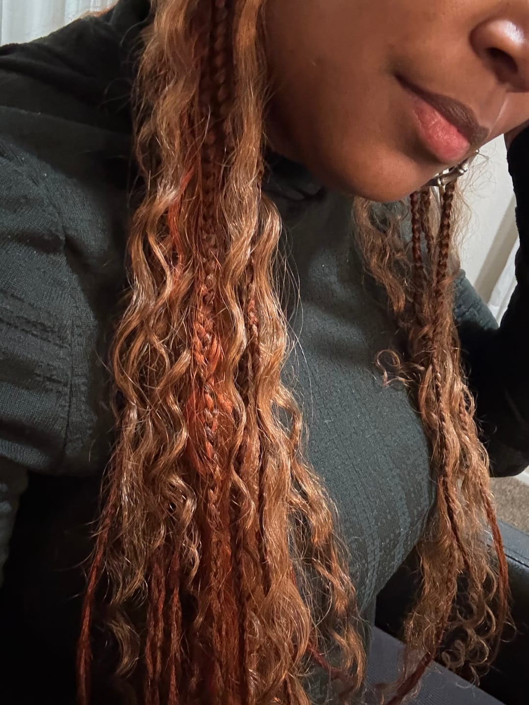 Customer photo review of #30 Light Brown Deep Wave Bulk Hair Extensions for Braiding
