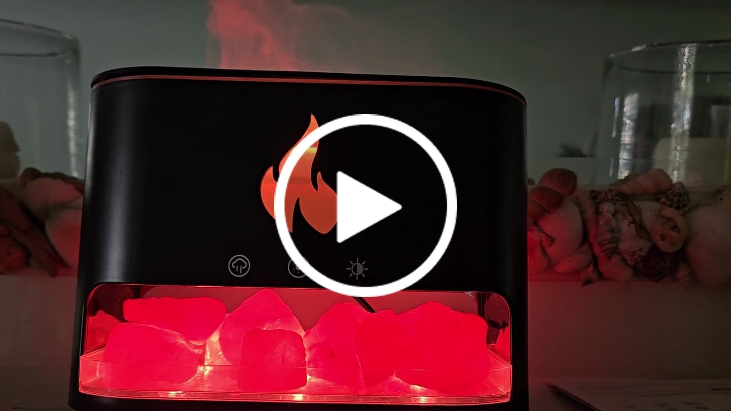 Customer video review of Himalayan Salt Fireplace Humidifier Lamp + FREE 18 Organic Essential Oils Set