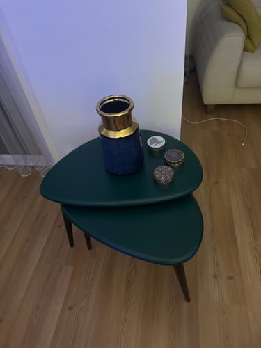 Customer photo review of Ahşap Zigon Sehpa Takımı - Yeşil 3'lü Set