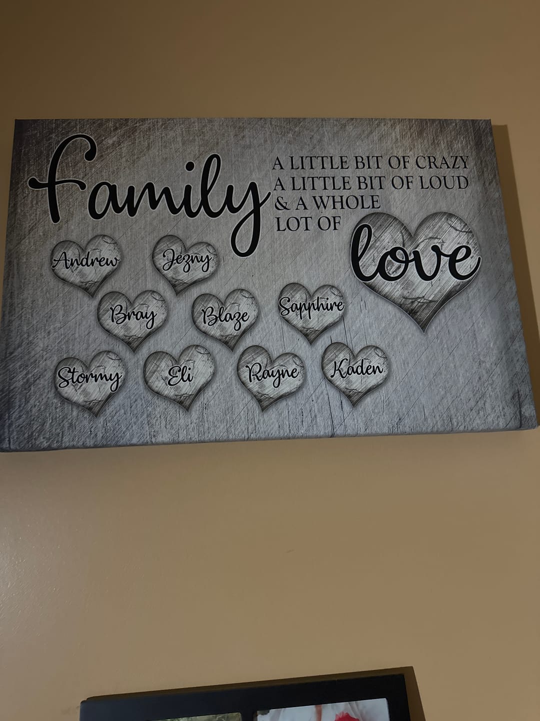 Customer photo review of Personalized "Family... Love" Premium Canvas