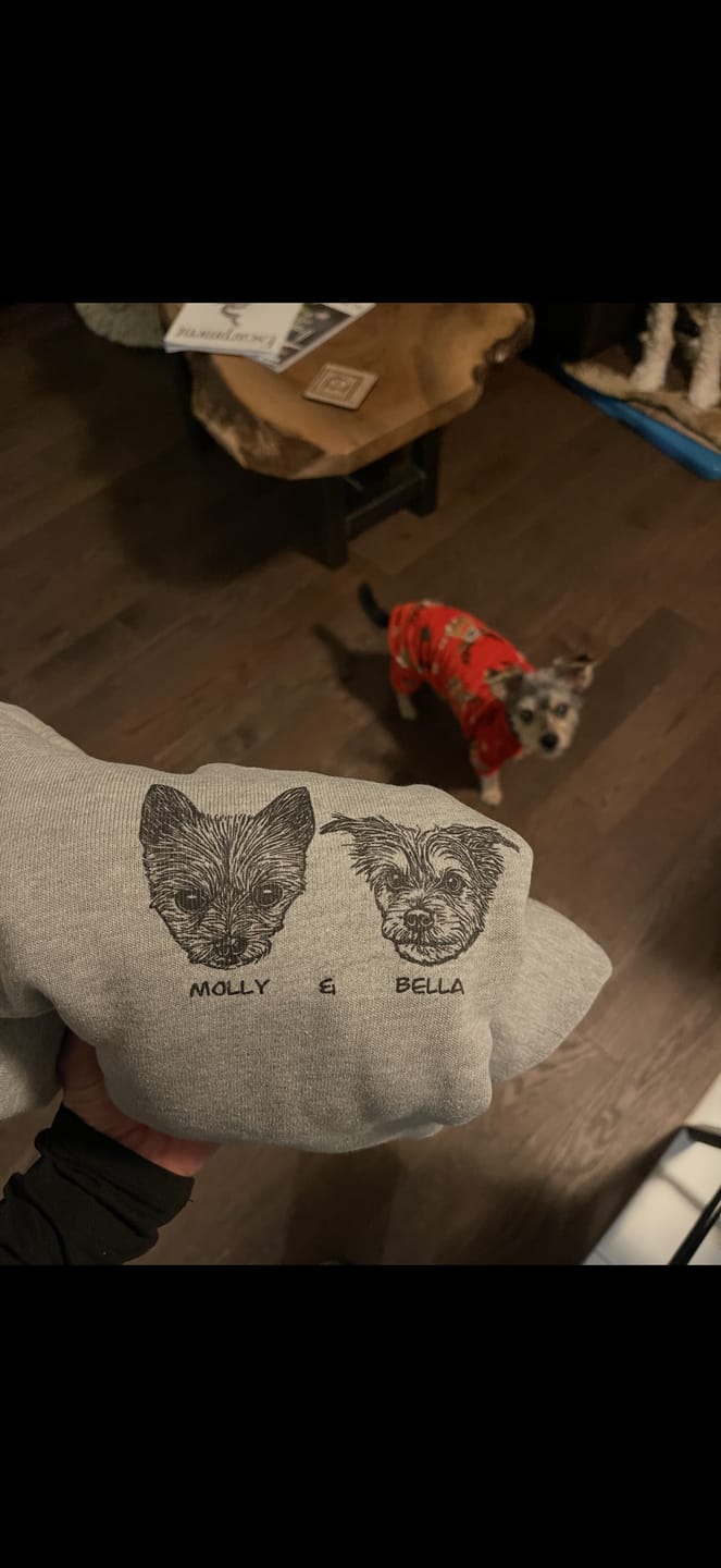 Customer photo review of Custom Pet Ultra Soft Crewneck, Unisex