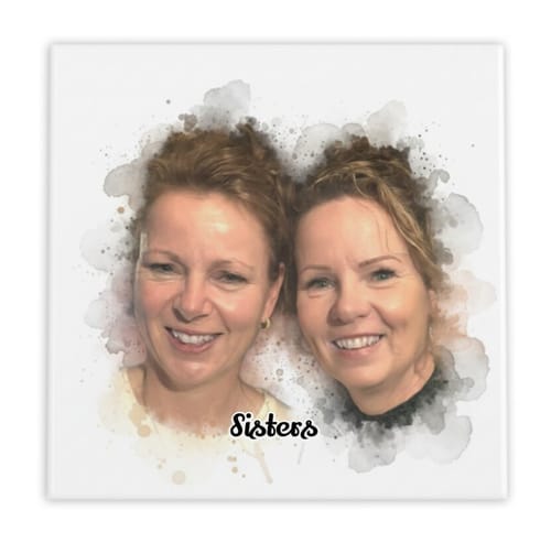 Customer photo review of Aquarel Portret op Tegel - Upload je eigen foto