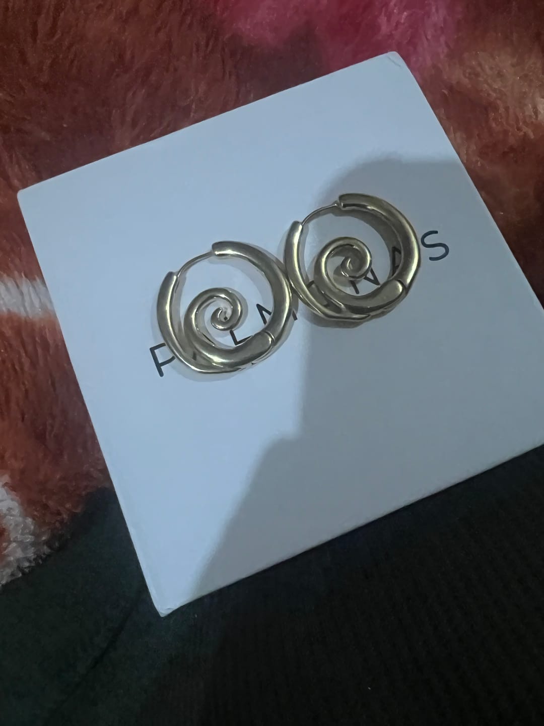 Customer photo review of Spiral Serenity Golden Hoops Earrings