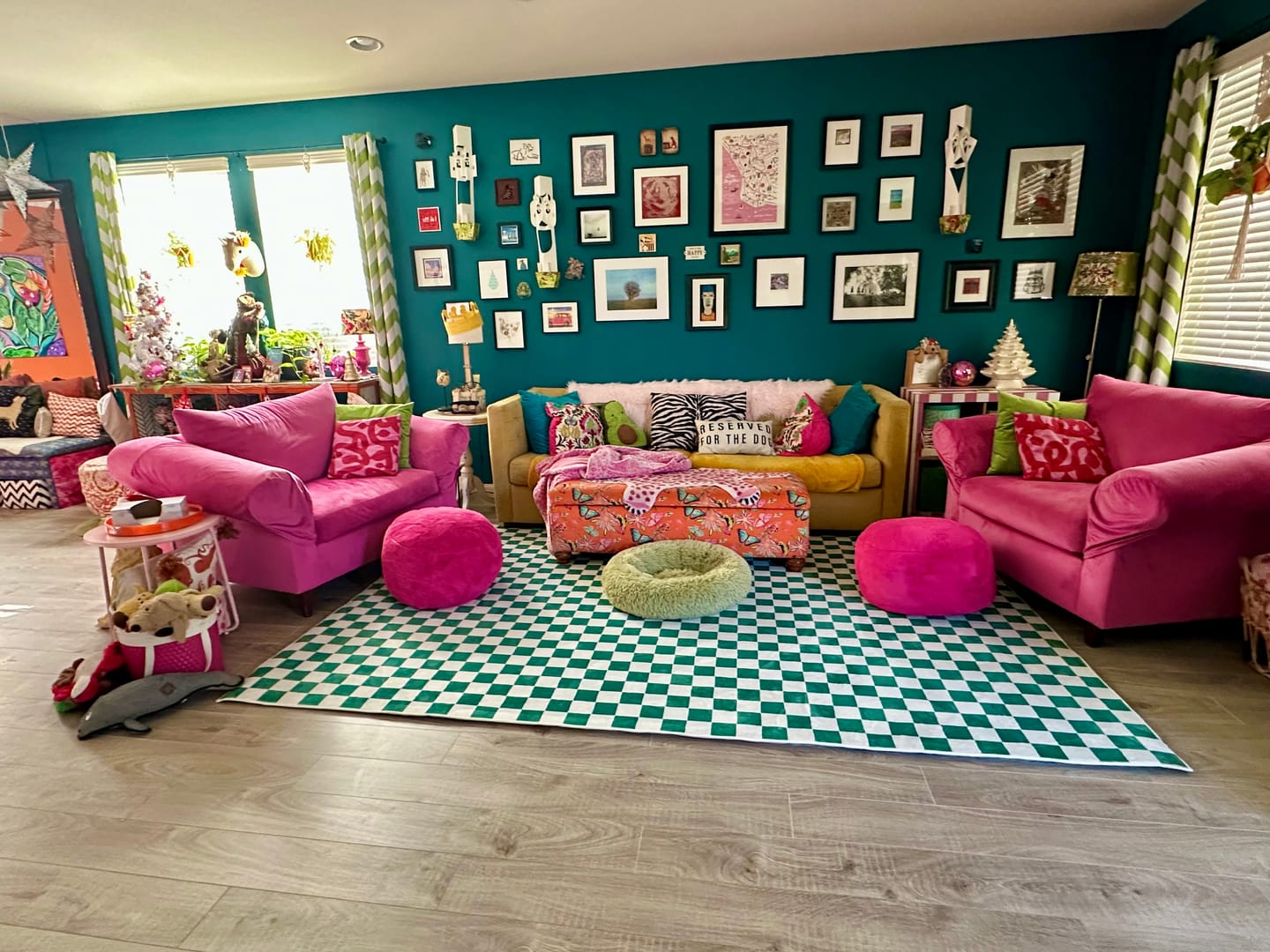 Customer photo review of Vibrant Checkered Rug
