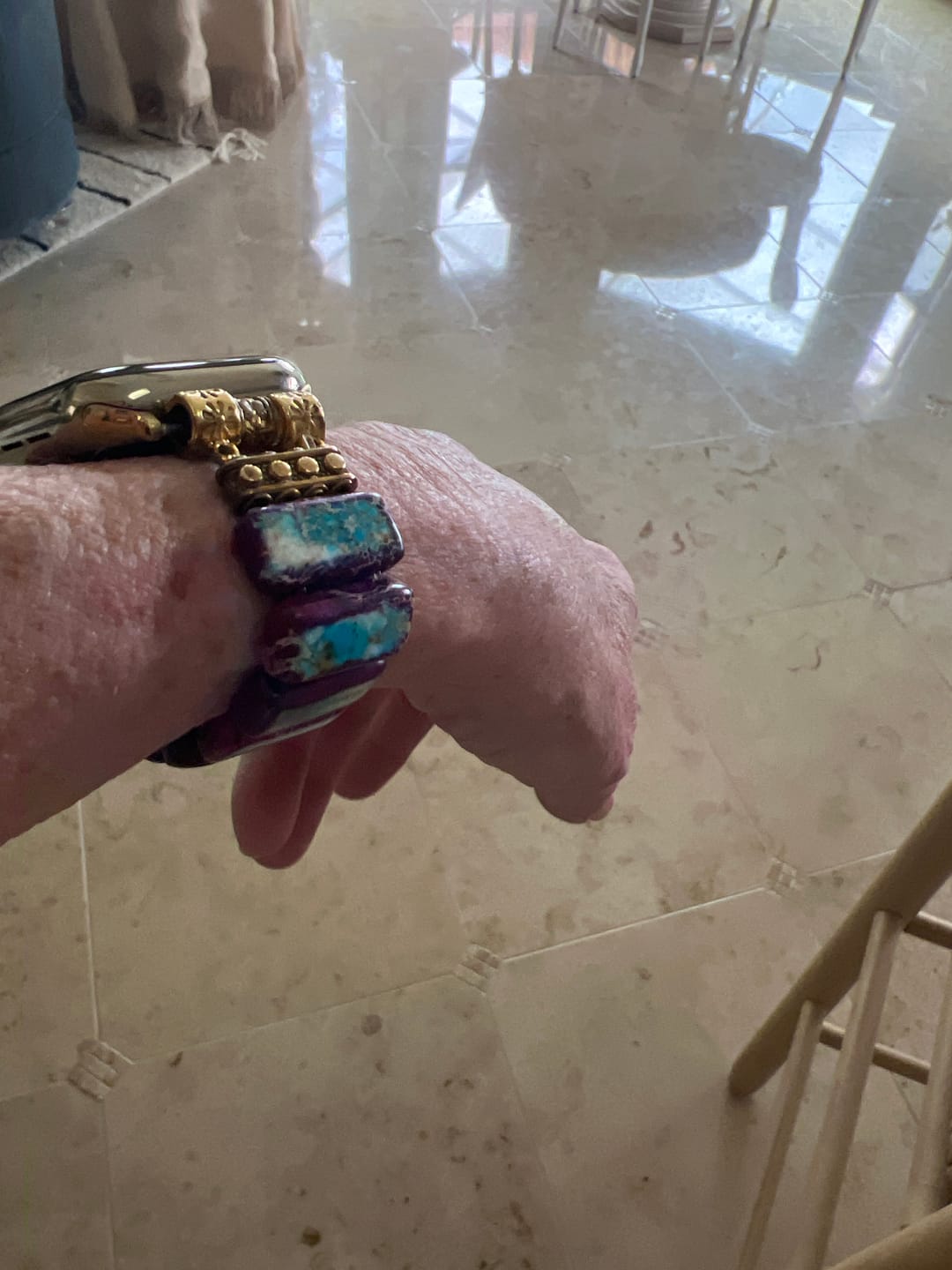 Customer photo review of Majestic Tibetan Jasper Stretch Apple Watch Strap