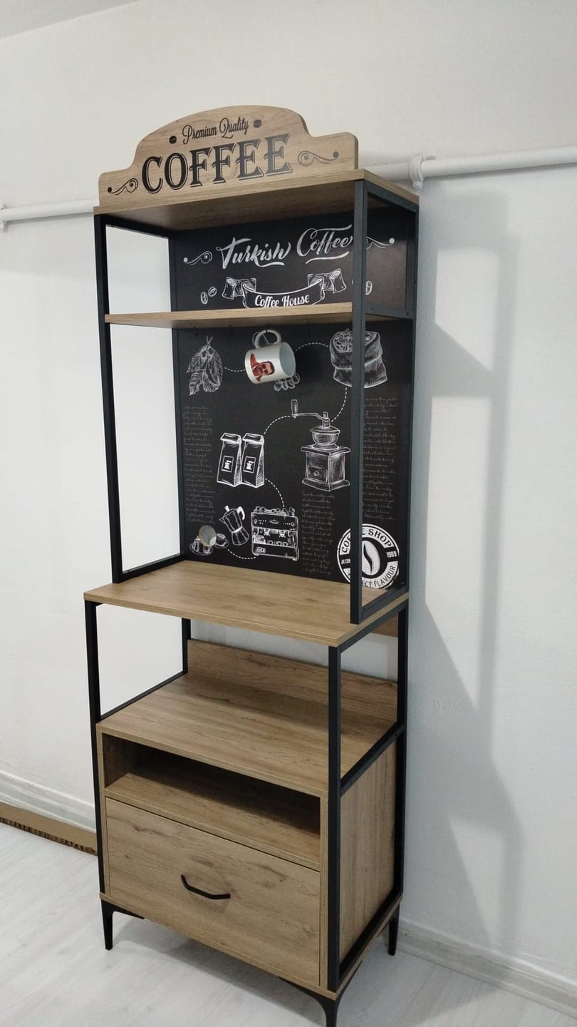 Customer photo review of Rani JE154 Işıklı Kahve Köşesi Çekmeceli Çok Amaçlı Mutfak Dolabı Sepet Ceviz