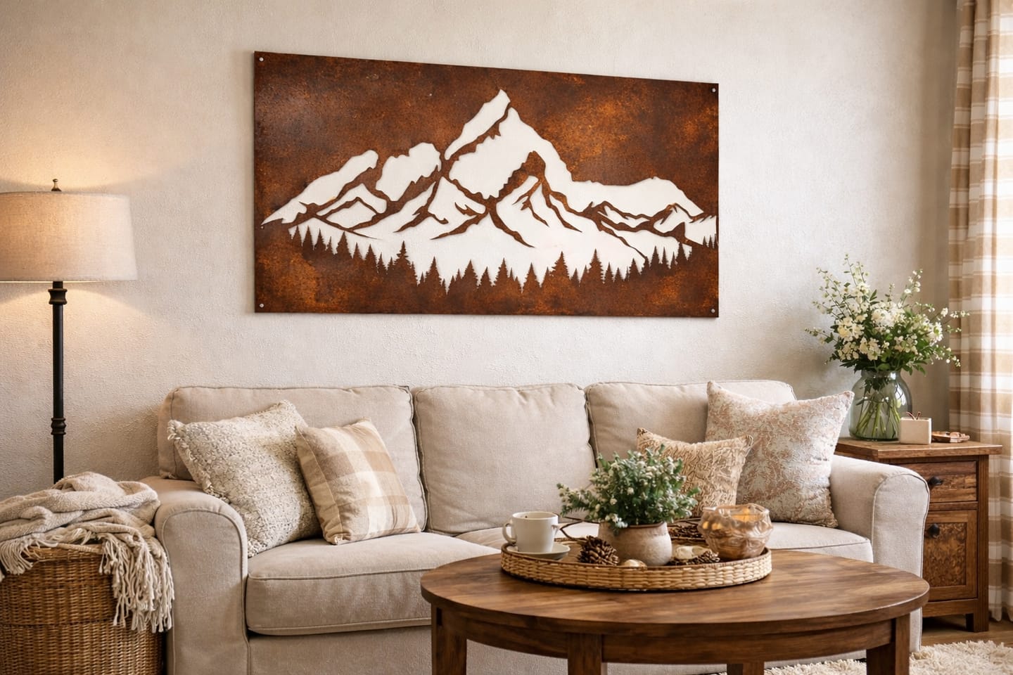 Customer photo review of Rusty Mountain Metal Wall Art