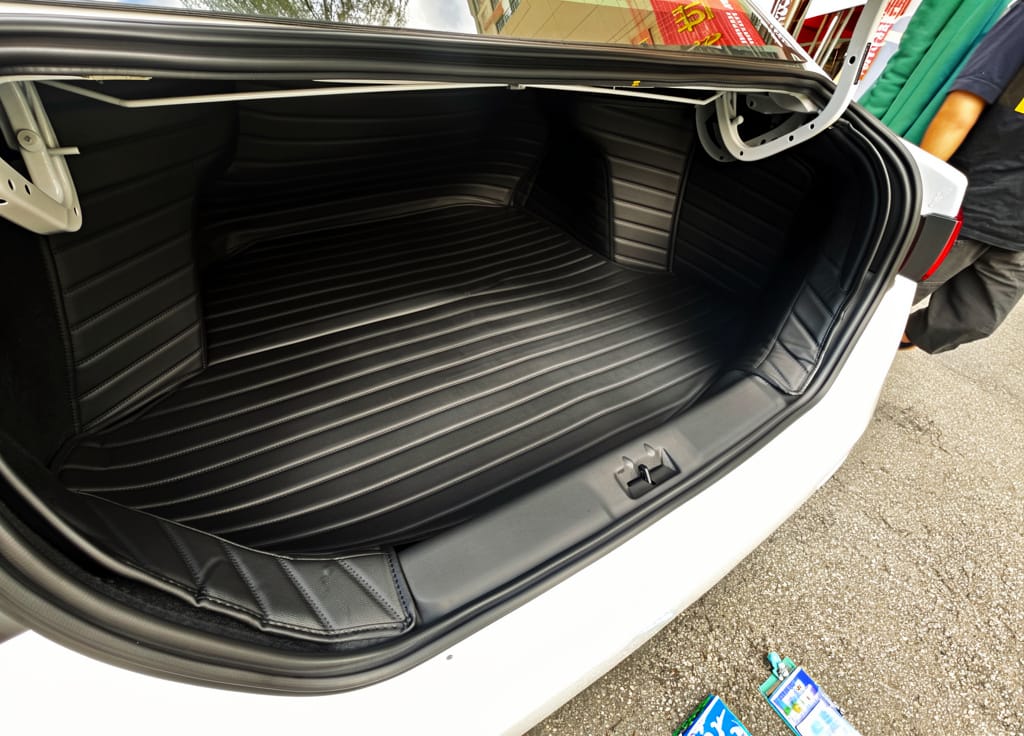 Customer photo review of Stripe Stitching Full Coverage Trunk Mats - Modern Look