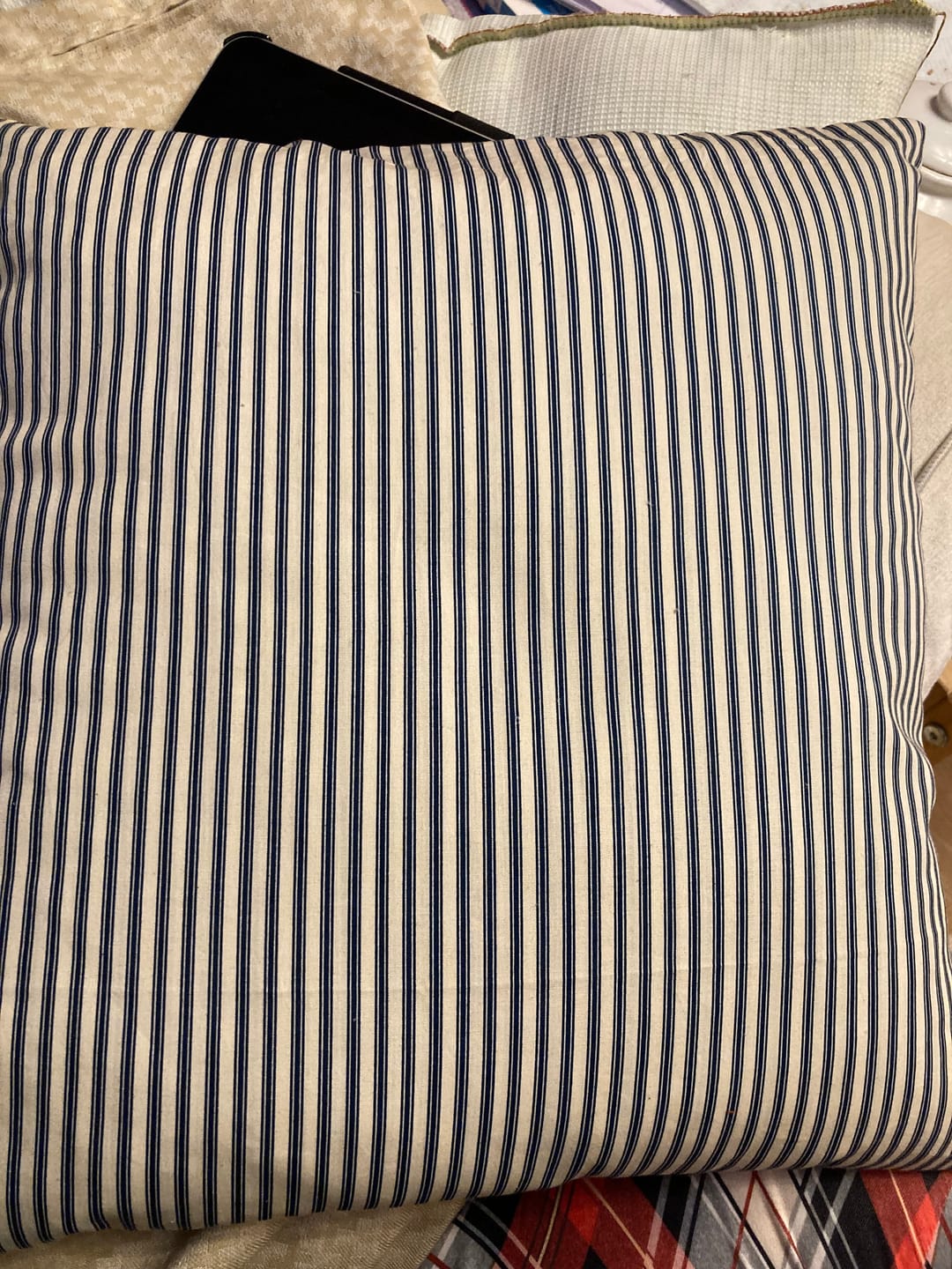Customer photo review of Ticking Stripes Rose & Hubble Cotton Poplin Fabric