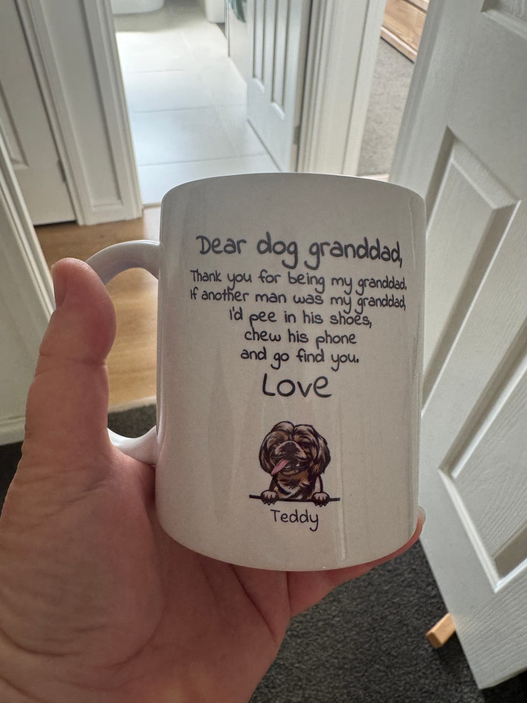 Customer photo review of Personalised Mug With Dog or Cat - Dear Pet Parent